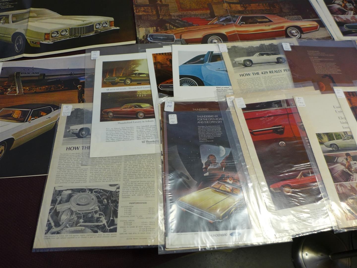Lot of 40 Vintage/Original 1967-1973 FORD THUNDERBIRD Magazine Car Ads/Articles