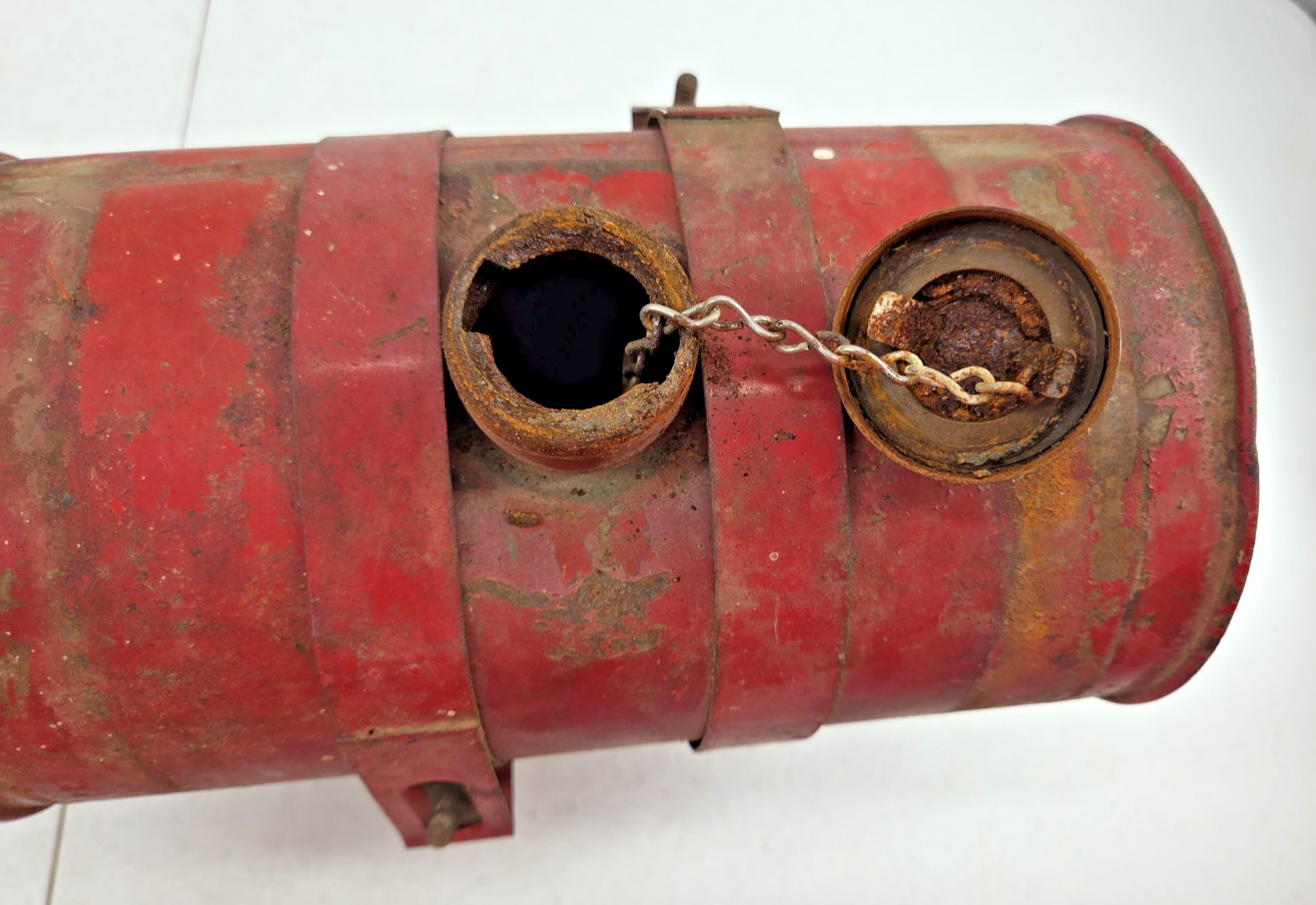 Vintage Mulsifier Garden Tractor Small Engine Metal Gas Tank Round Red Fuel Tank