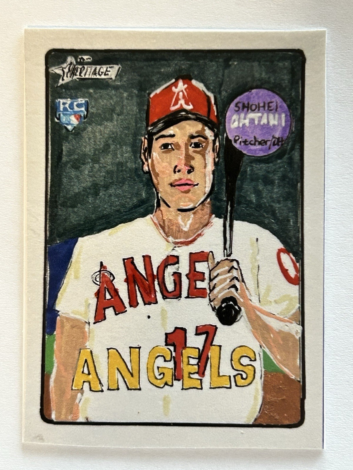 ACEO Sketch Trading Print Card Topps 2018 Heritage Shohei Ohtani RC Tribute ART