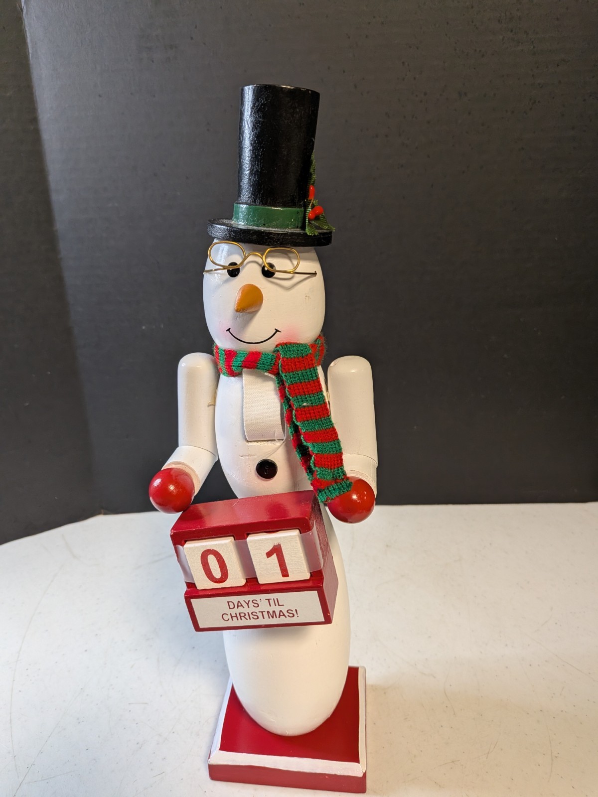 North Pole Trading Co. 14in Snowman Advent Wood Christmas Nutcracker
