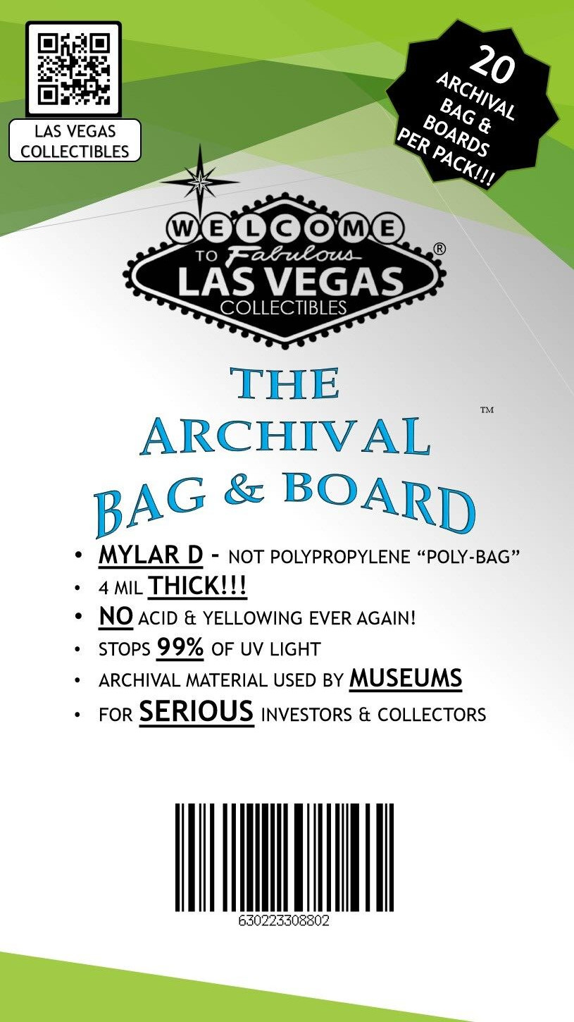 THE ARCHIVAL BAG & BOARD – 20 PACK – Mylar Bag – Half Back – Standard Comics