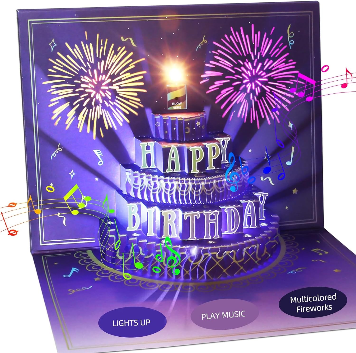 Musical Birthday Greeting Card with Envelope & Note Tag