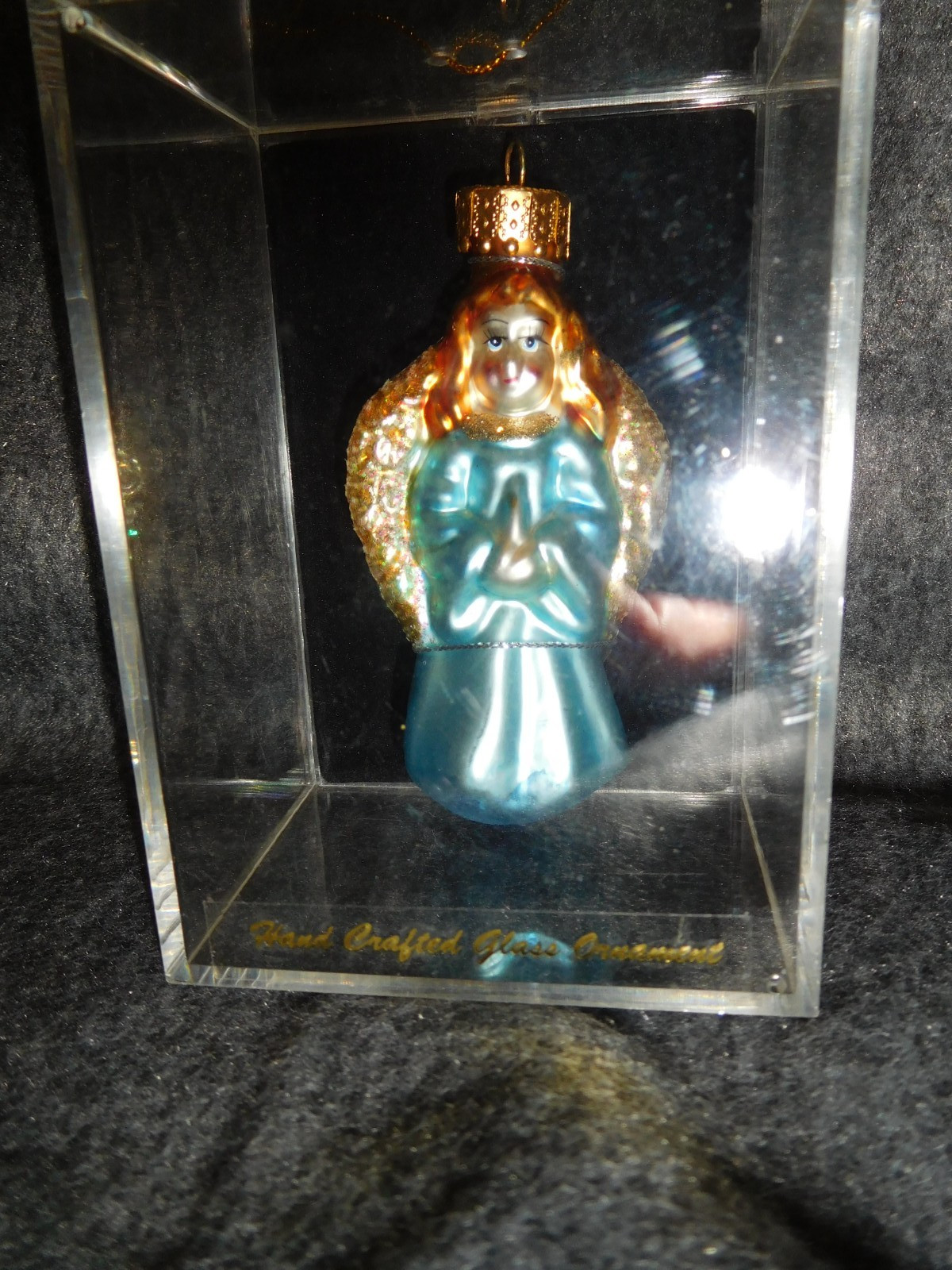 Rite Aid Vintage Hand Crafted Glass Ornament ANGEL in Clear Box – NEW