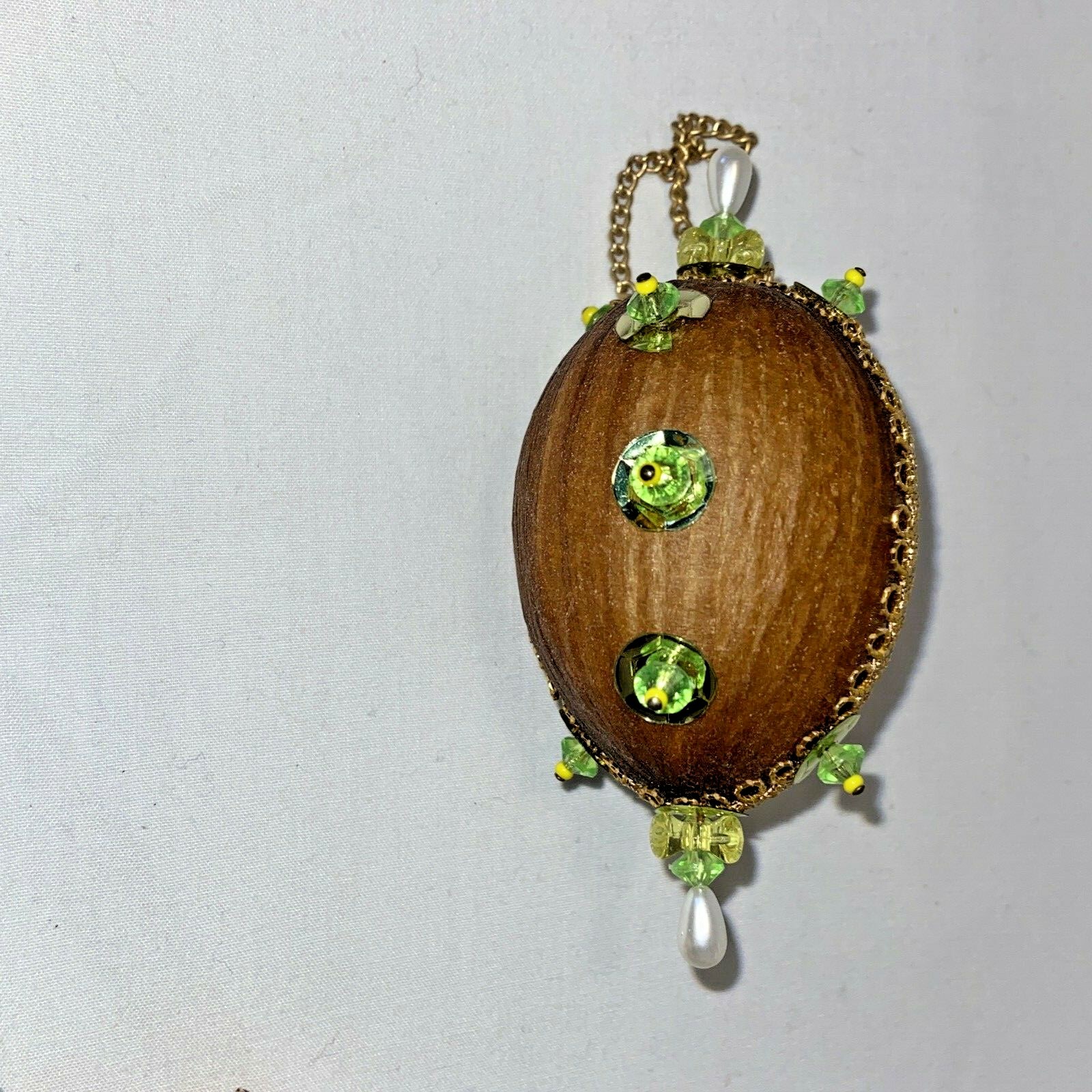 Vintage Christmas Easter Handmade Beaded Sequins 8 Push Pin Egg Ball Ornaments