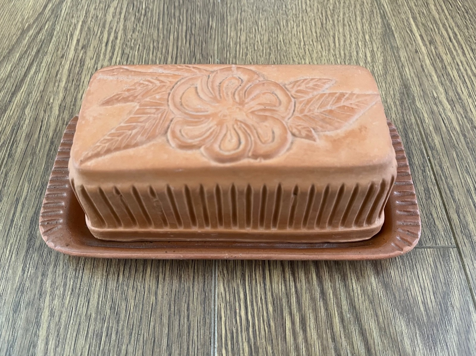 Butter Dish Vintage Terra Cotta Mexican Pottery