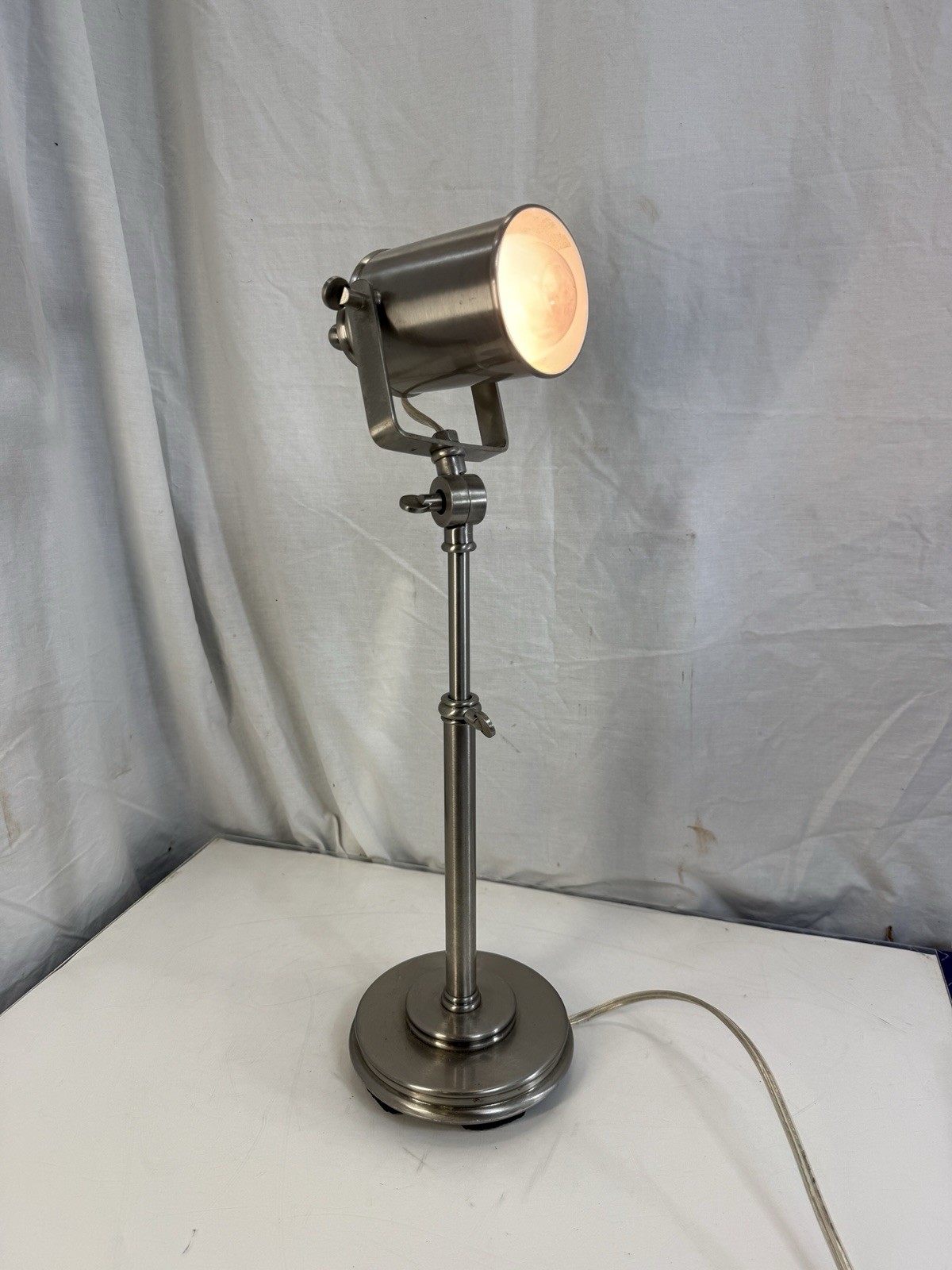 Vintage Industrial Adjustable Desk Lamp Brushed Metal Spotlight Task Table Light