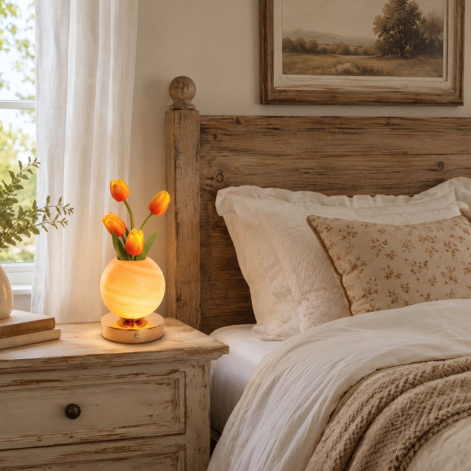 Mini Orange Tulip Table Lamp, 5in Living Room/foyer Home Decoration Lighting,New