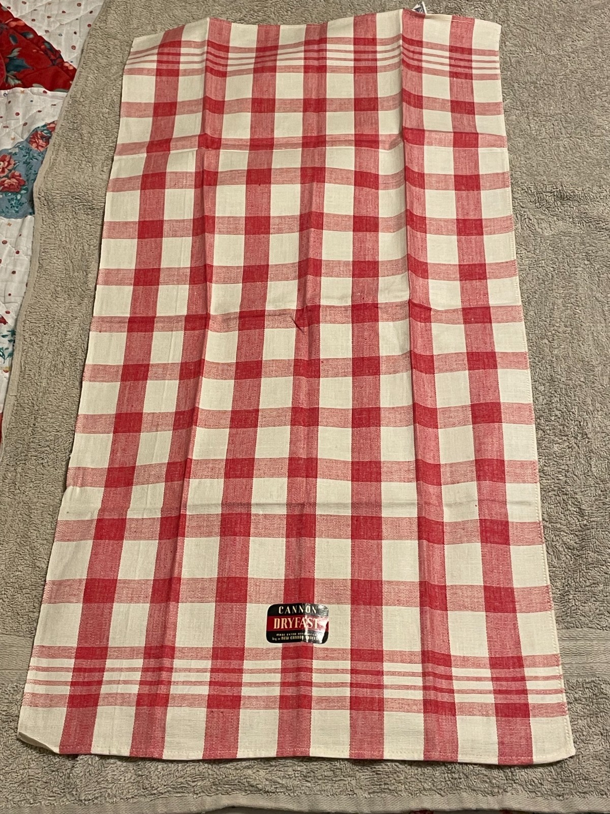 Cannon Dry Fast Red Checked Kitchen Towel Red and White