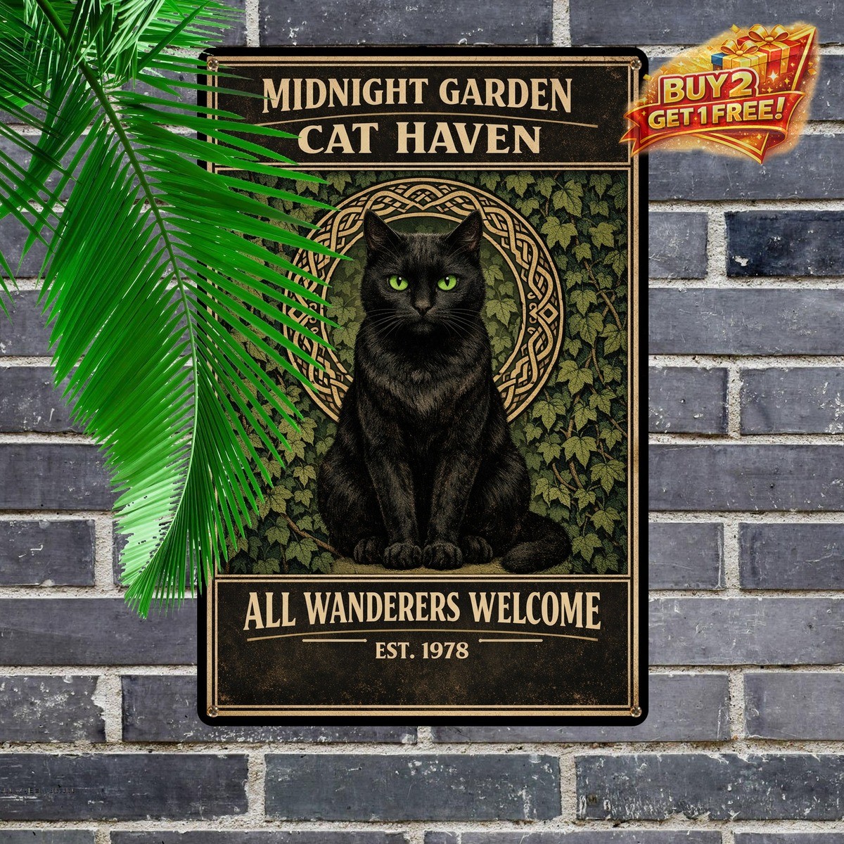 Salem Sanctuary For Wayward Cats Retro Black Cat Metal Tin Sign 8×12