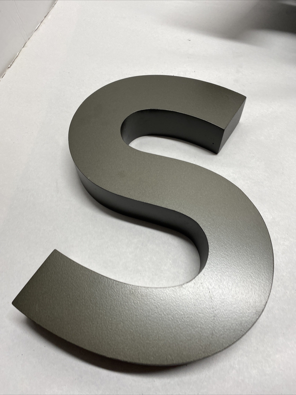 10 Inches Tall Cast Aluminum Metal Letter “S” Industrial Alphabet Sign
