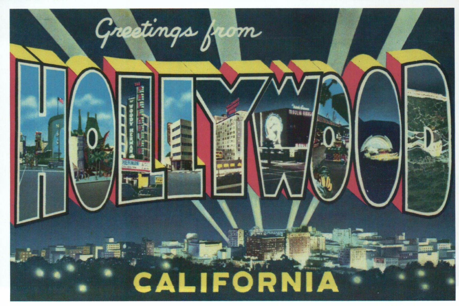 Greetings from Hollywood California, Movie Town — Modern Large Letter Postcard