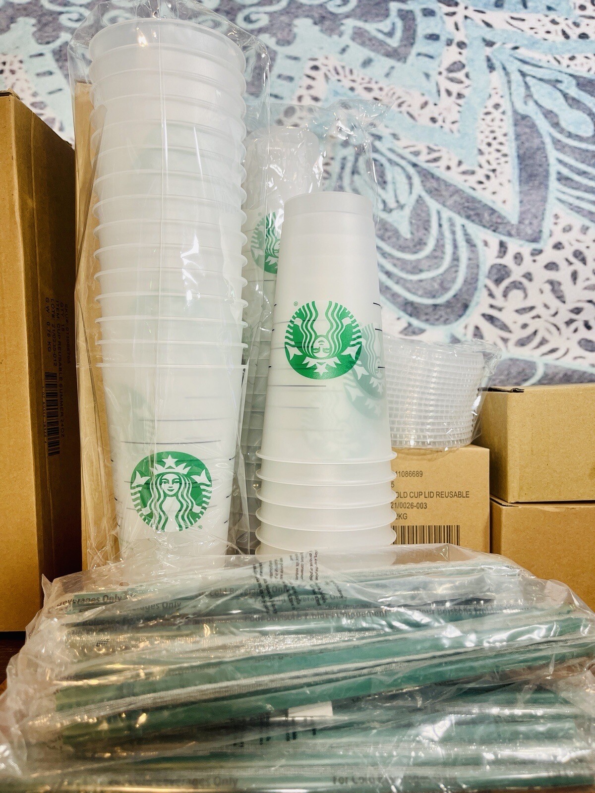 Authentic 24oz. Venti Starbucks Frosted Cold Cup *Set Includes* Cup, Straw, Lid