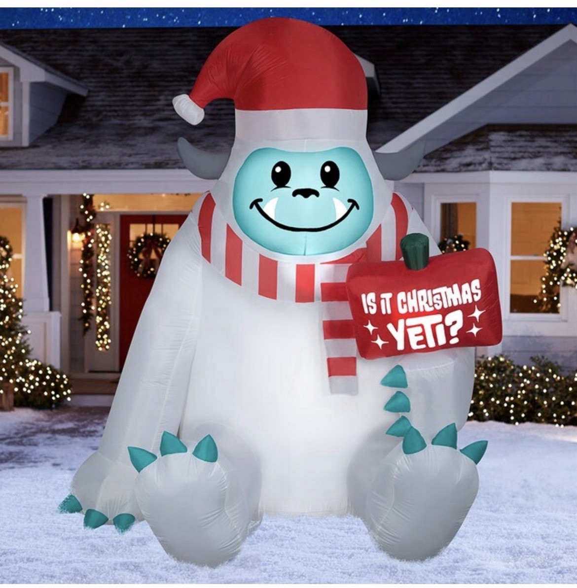 RARE 9.5ft Airblown Inflatable Gemmy Yeti with Sign Christmas Holiday Decor
