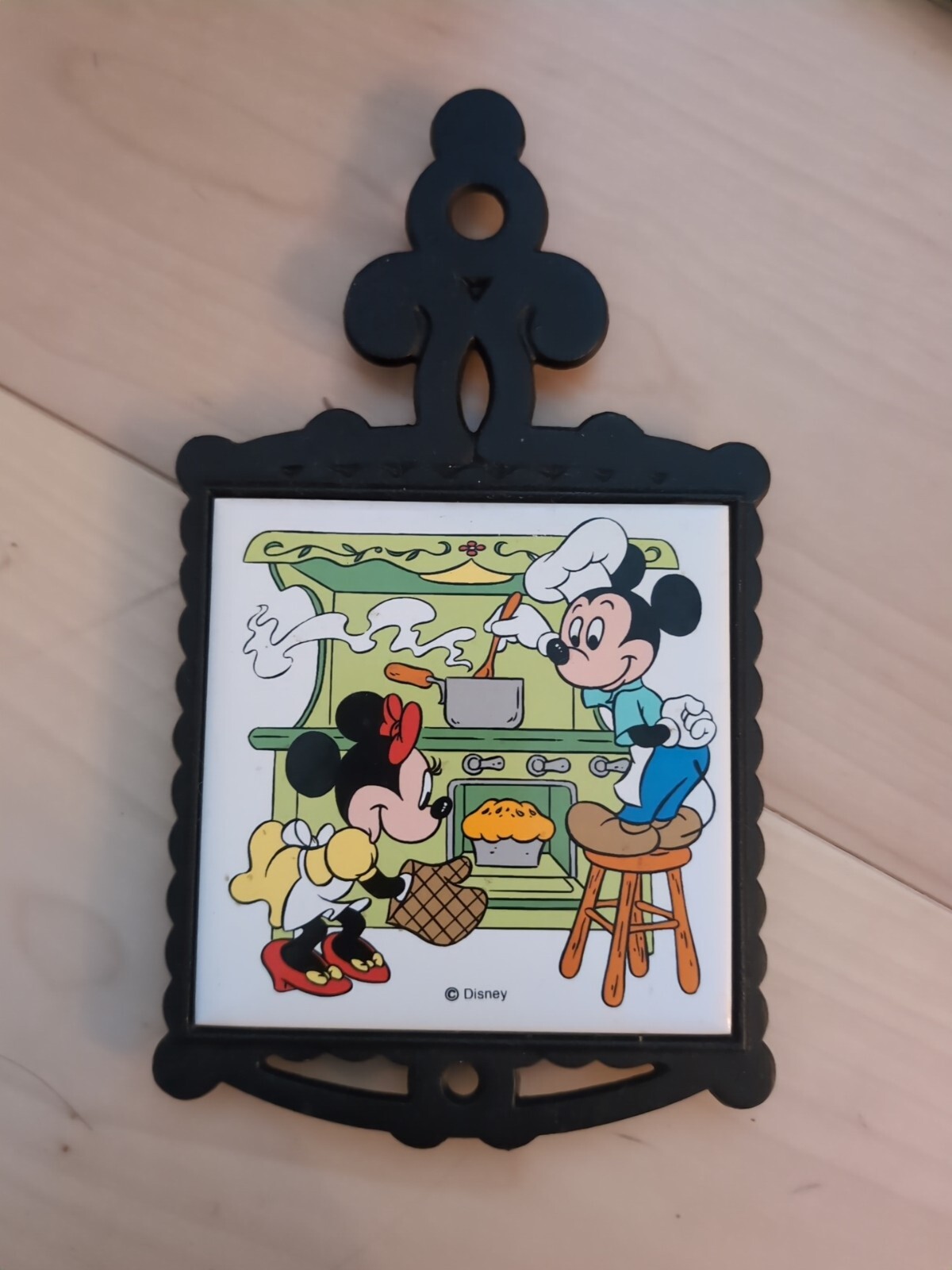 Walt Disney Mickey & Minnie Cast Iron Tile Trivet Hot Plate Kitchen Wall Art