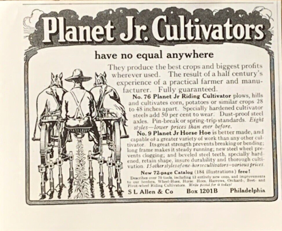 Planet Jr Cultivators Horse SL Allen Philadelphia Vintage Print Ad 1916 #0578