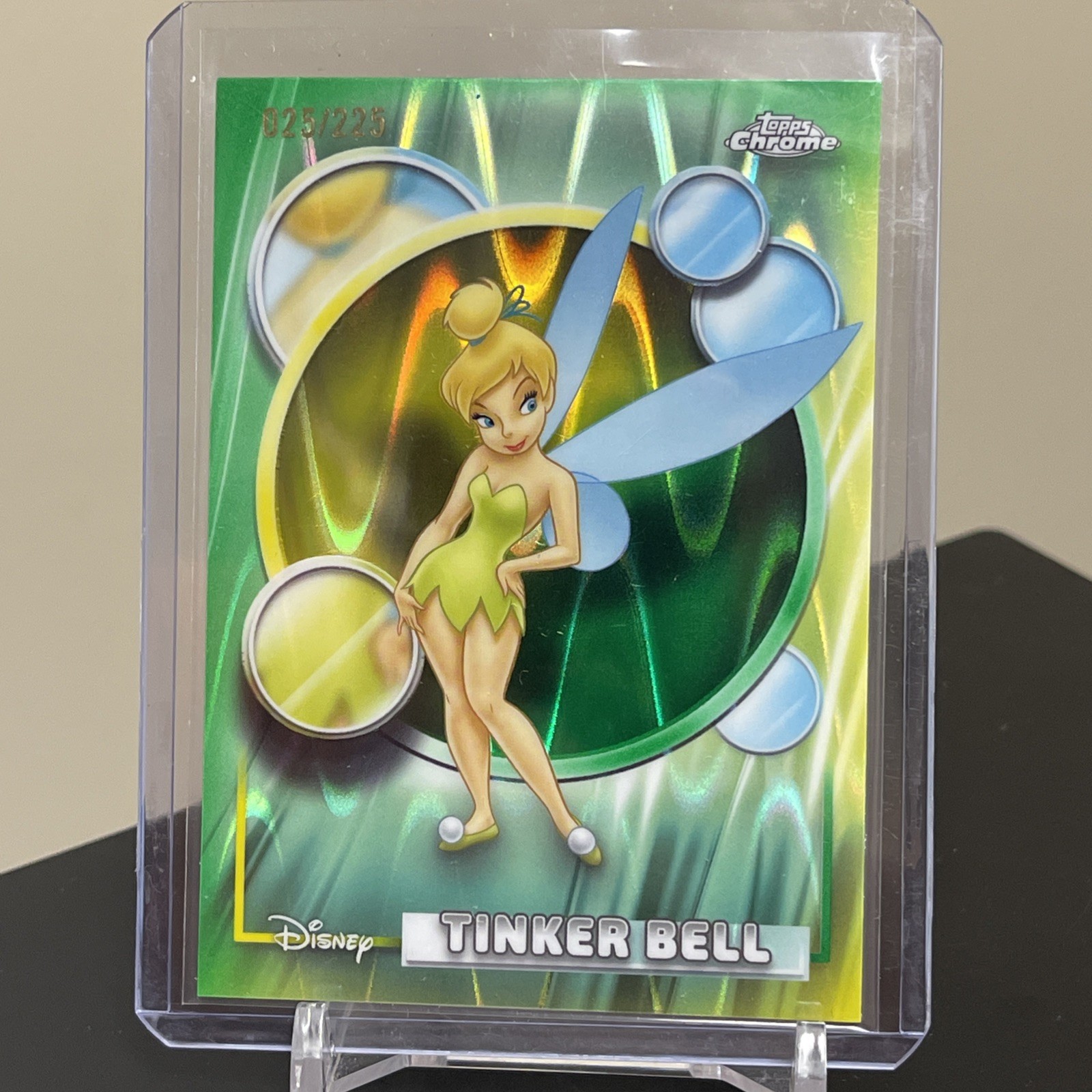 2026 Topps Chrome Disney Tinkerbell Yellow And Green Raywave Refractor /225
