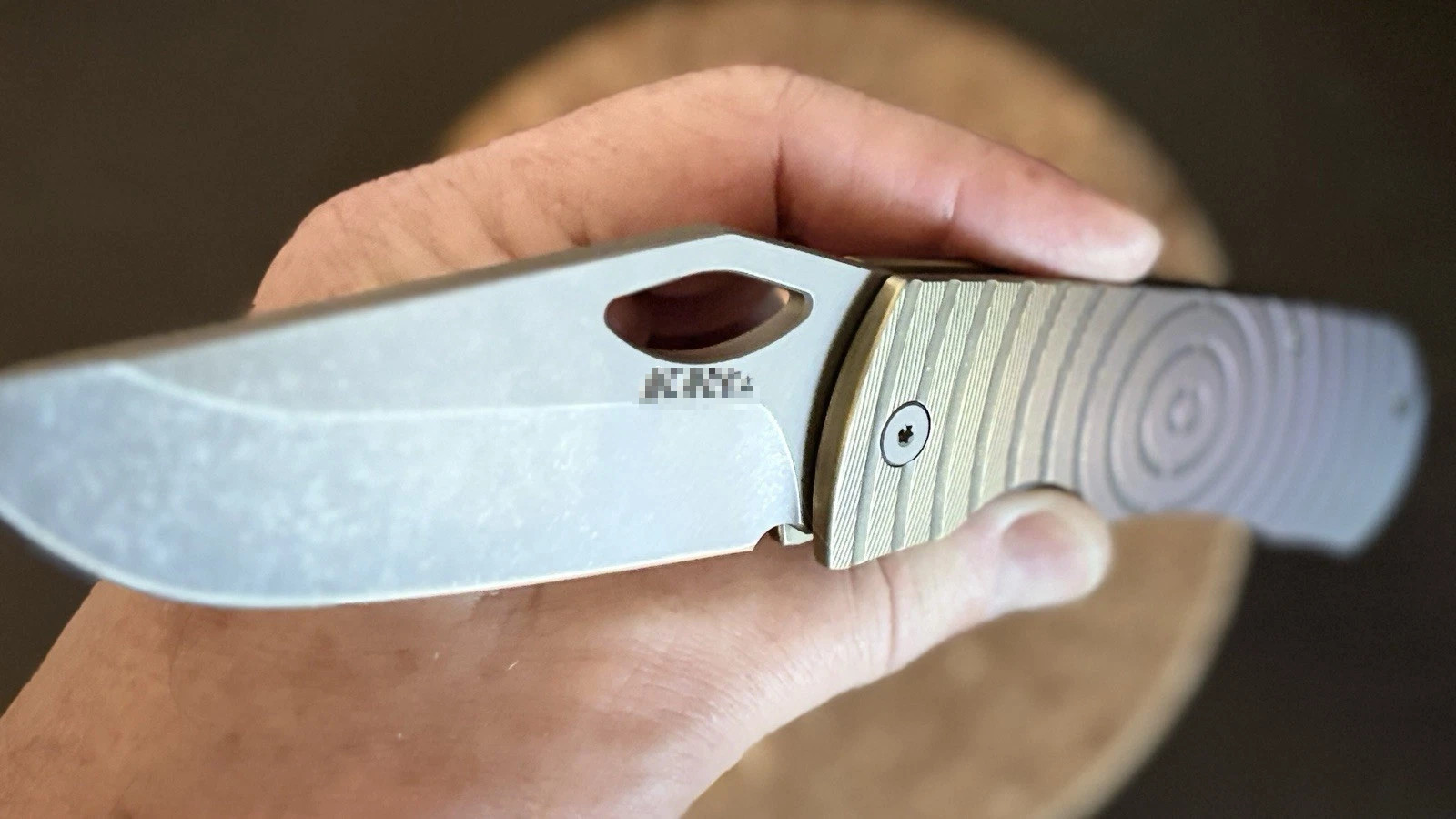 Custom anodized titanium EDC knife – Gold/Purple/Blue Fade/Darkwash 3.74″ 154CM
