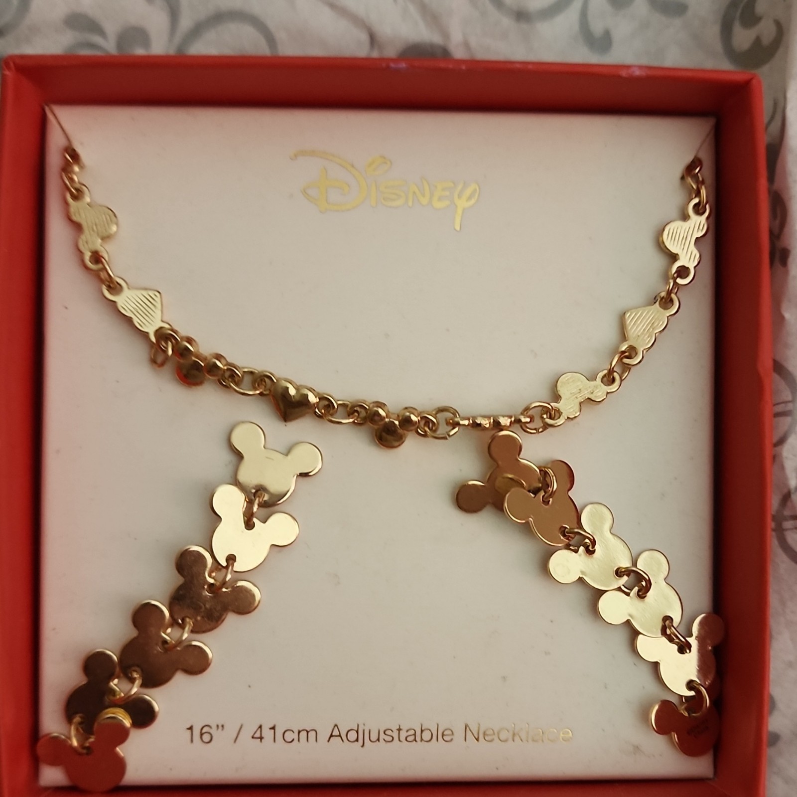 Disney Mickey Mouse Gold Tone Adjustable Necklace 16″ 41cm FAC-092484-22060
