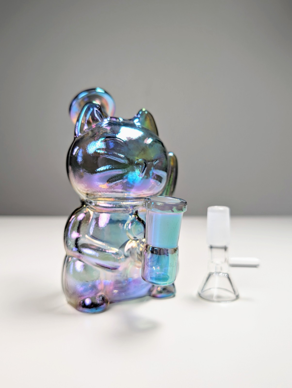 5.5″ Chroma Waving Lucky Cat Maneki Neko Smoking Water Pipe Hookah Bubbler Bong