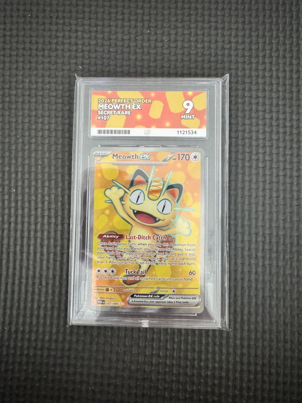Pokemon Meowth 107/088 | ACE 9 NM-MT | Perfect Order Secret Rare