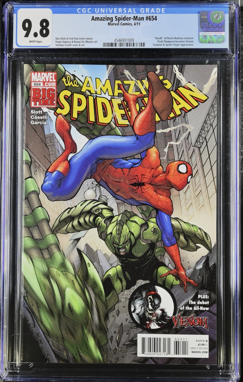 AMAZING SPIDER-MAN #654 CGC 9.8 – White Pages *FLASH THOMPSON BECOMES VENOM*