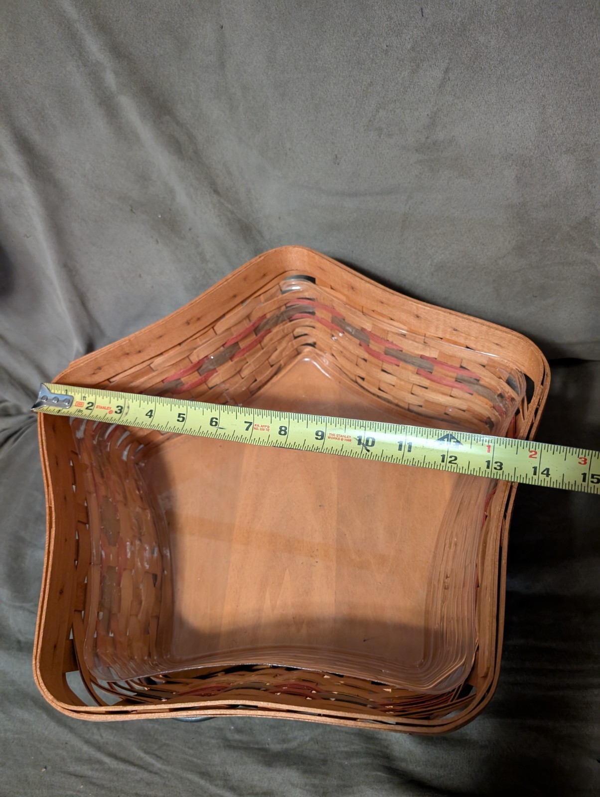 2001 Longaberger Large Star Shaped Basket w/ Plastic Protector & Wrought Iron
