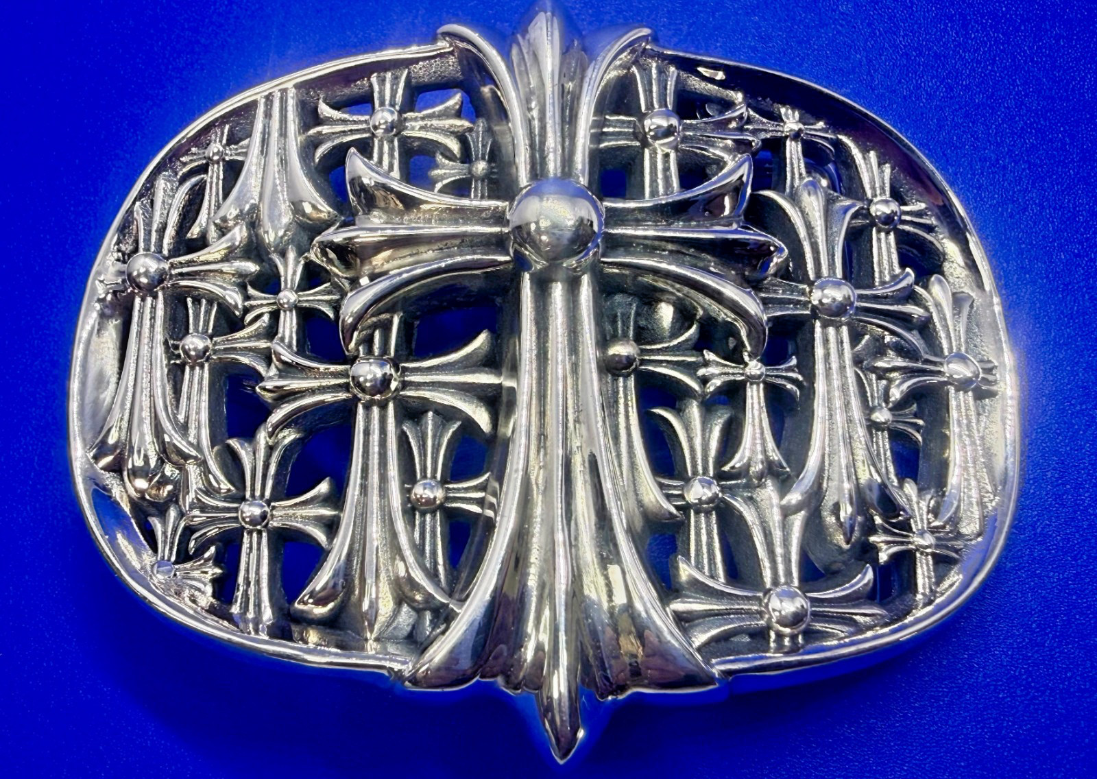 Chrome Hearts Cemetery Cross Sterling Silver 925 Authentic 2003 Belt Buckle