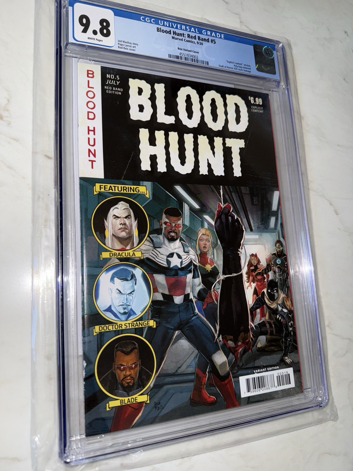 Blood Hunt: Red Band #5 CGC 9.8 | Rod Reis 1:25 Bloody Homage Variant | Marvel