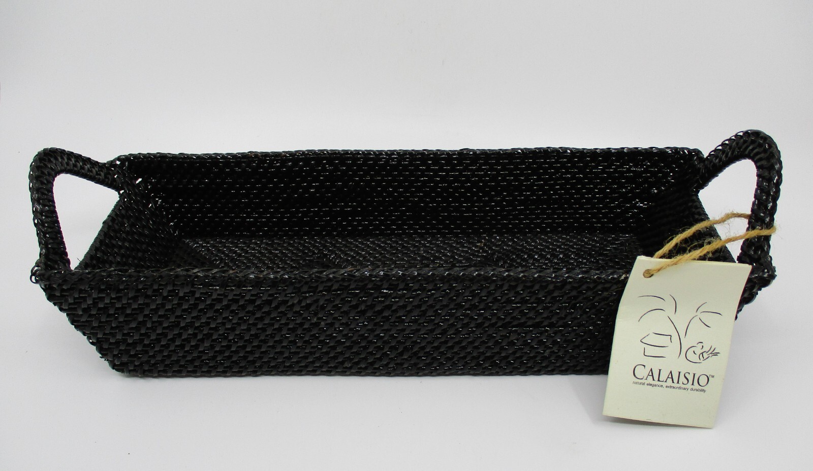 CALAISIO BLACK RECTANGULAR HANDLED BASKET – 13 3/4″ x 4 1/2″ x 2 1/2″ 26B