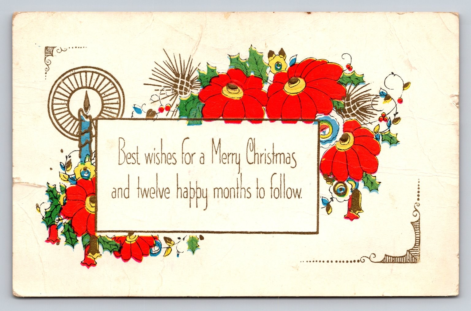 Divided Back Embossed Christmas Postcard Standard Size 5.5×3.5 in