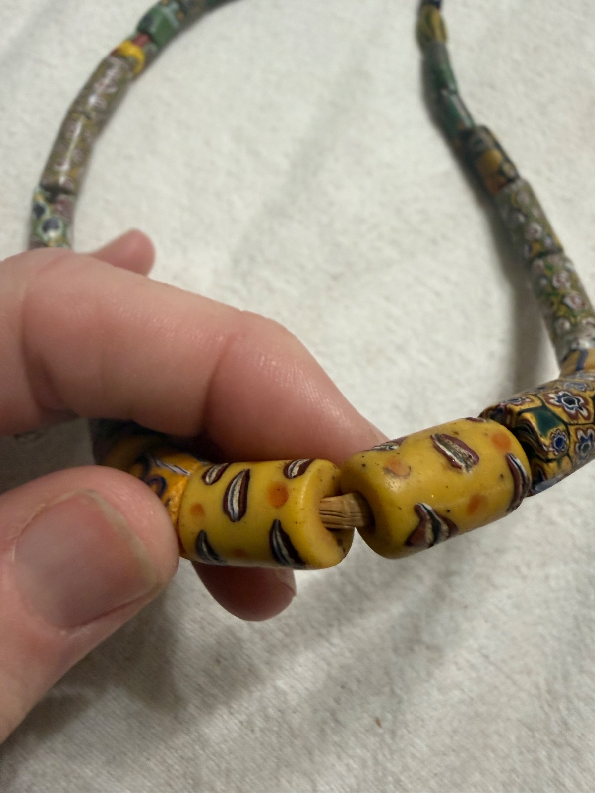 Vintage African Trade Beads Necklace Venetian Millefiori Glass Fancy Eye Bead St