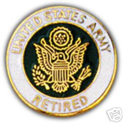 ARMY RETIRED CREST LOGO LAPEL PIN