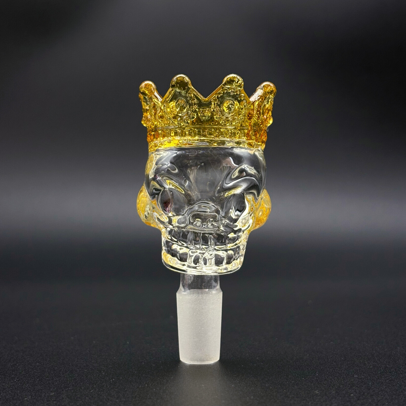 3.3in 14mm Male Skull With Crown Glass Funnel Bowl Slide Tobacco For Glass Bong