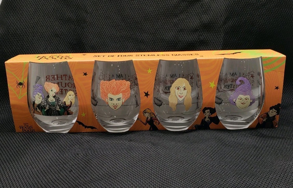 Zrike Brands Disney Hocus Pocus Set Of Four Stemless Glasses Hand Wash Only