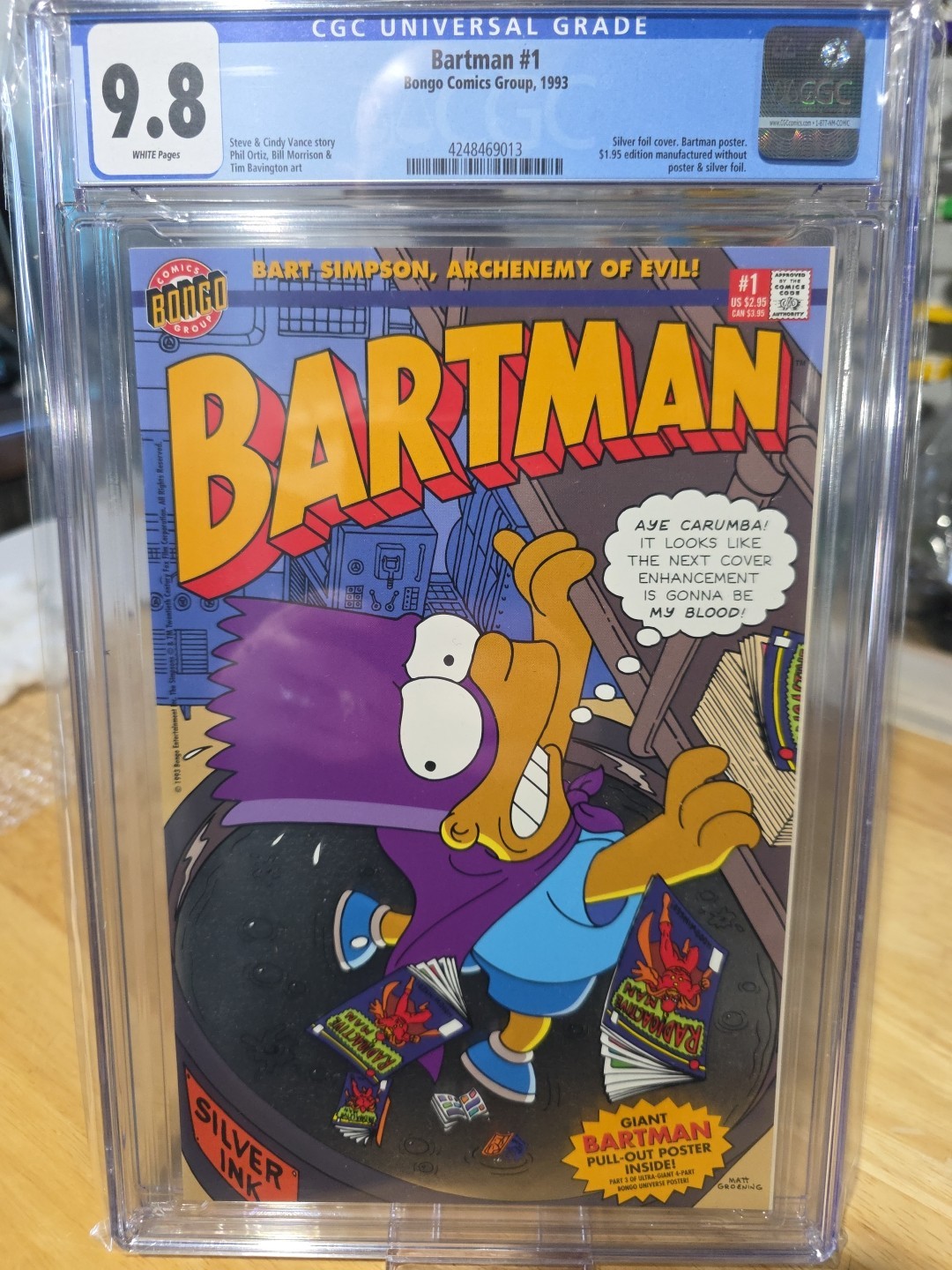 Bartman #1 CGC 9.8 white pages silver foil cover flipbook W/Poster