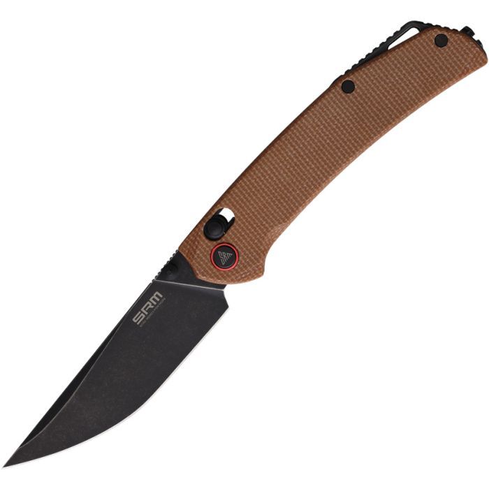 SRM Knives 411L-MN Ambi Lock Dark Earth Micarta Folding 14C28N Knife 411LMN