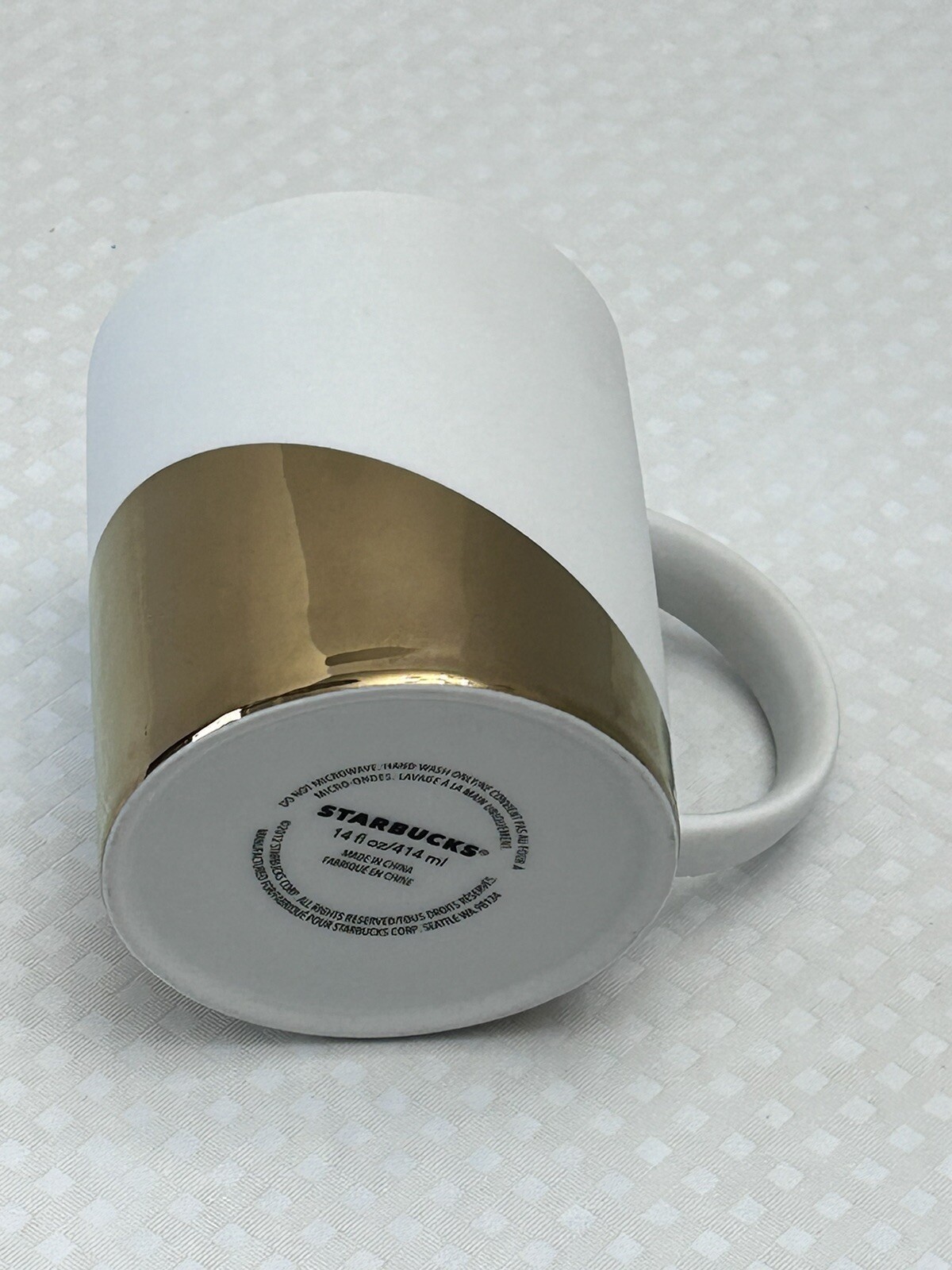 Starbucks Coffee Company 14oz Gold Tone Gloss & White Matte 2012 Mug