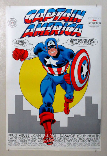 1989 Captain America poster, Vintage 34×22″ Marvel Comics Avengers Hero pin-up 1