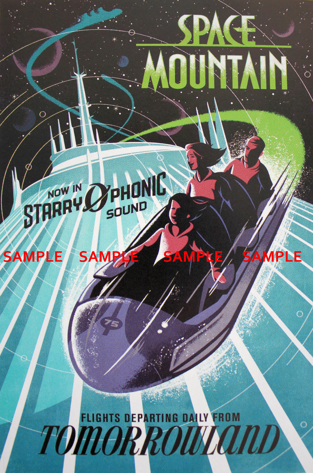 Vintage Disney ( Tomorrowland Space Mountain ) Collector’s Poster Print – B2G1F