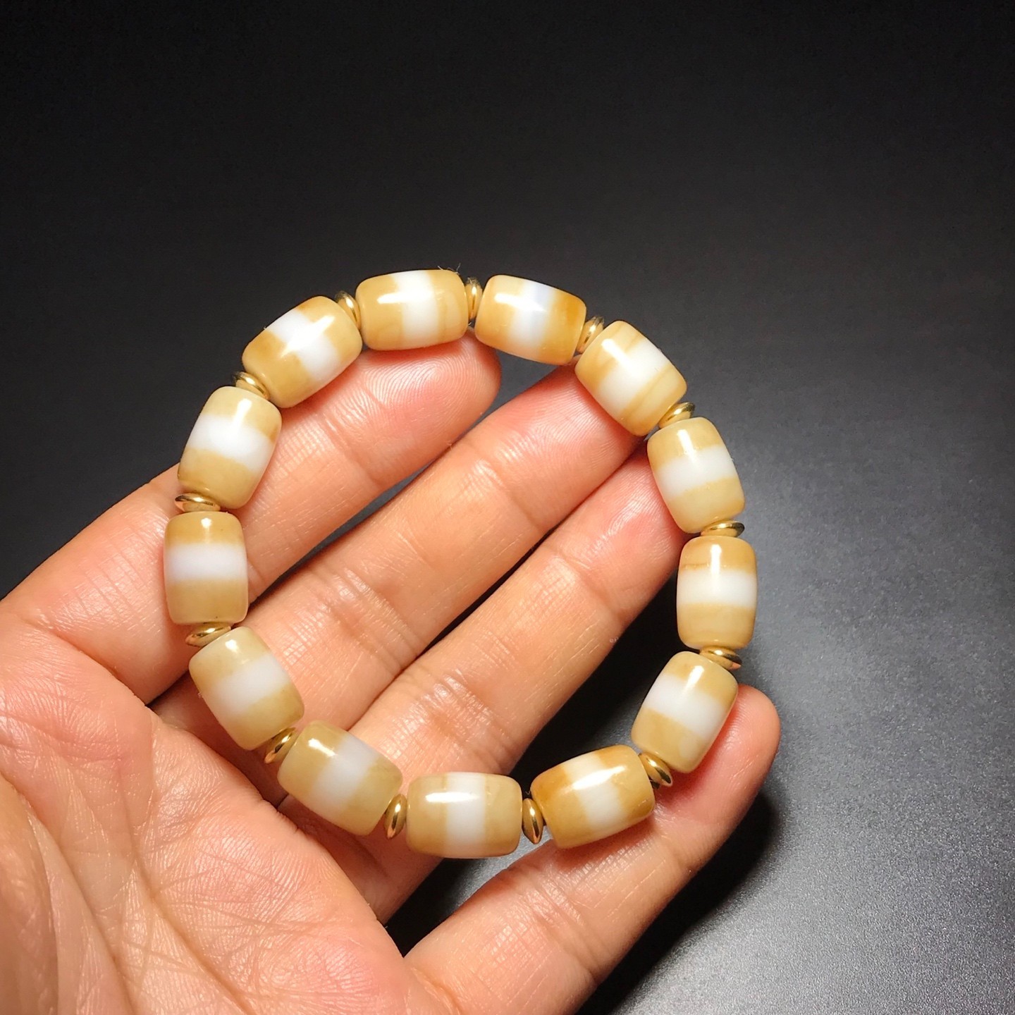 Ethnic Jewelry Oily Old Agate Tibetan Dzi Beads Bracelet Amulet Talisman 9×12mm