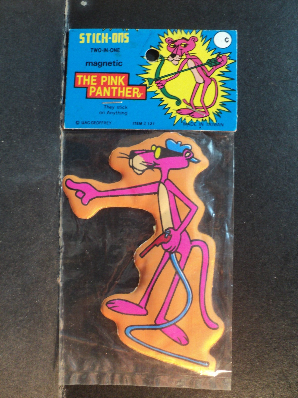 Vintage Pink Panther Two in One Magnetic Stick Ons- Vinyl Puffy Magnet Sticker