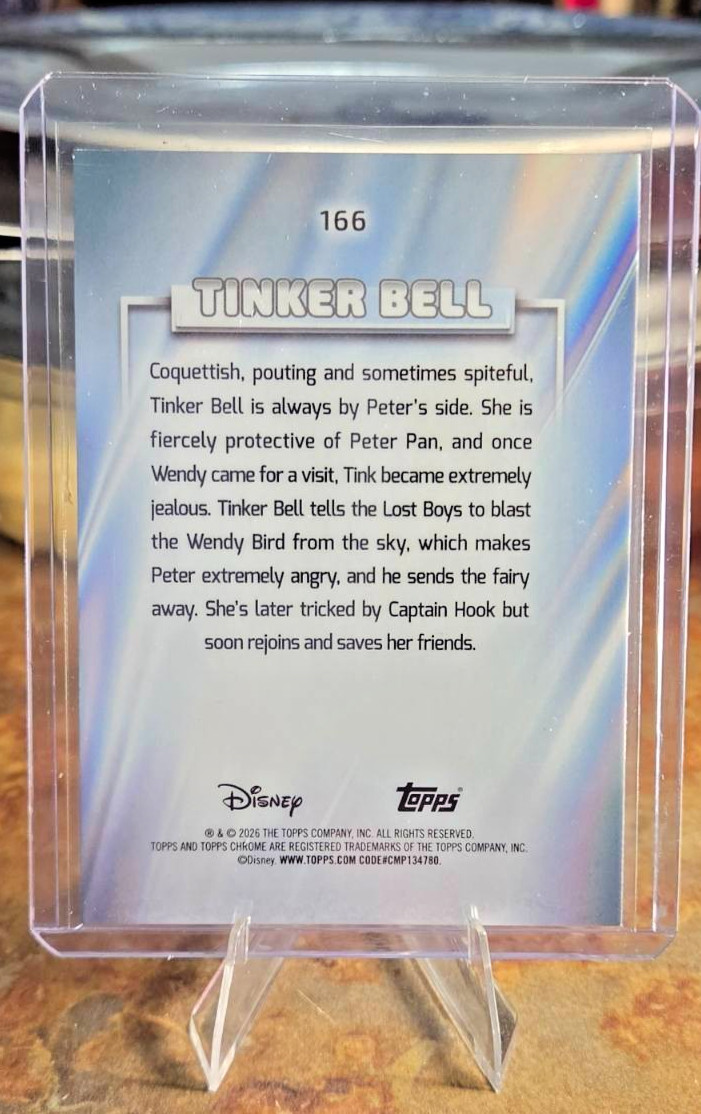 2026 Topps Chrome Disney, Pink Refractor of Tinker Bell (Peter Pan), 160/250