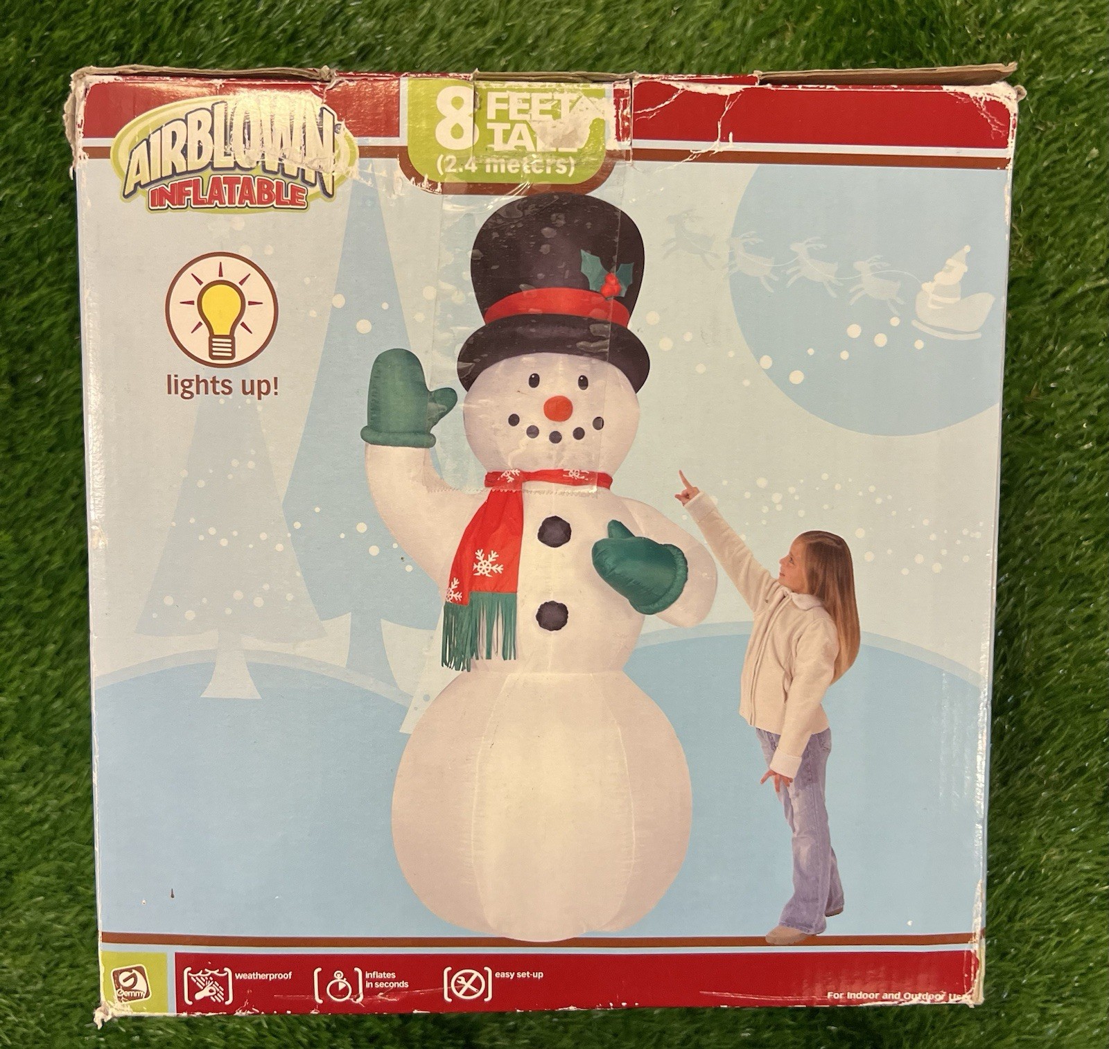 Gemmy 8ft Airblown Inflatable Snowman Light Up Tested Working Christmas 2007