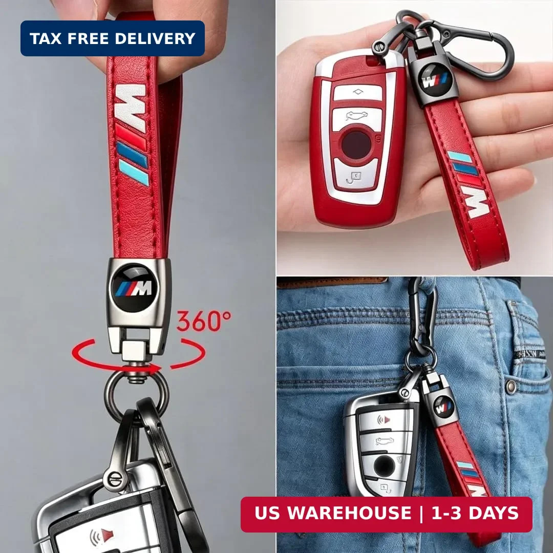 Genuine Leather Car Key Chain Compatible with BMW M Series Keyring Keychain Acce