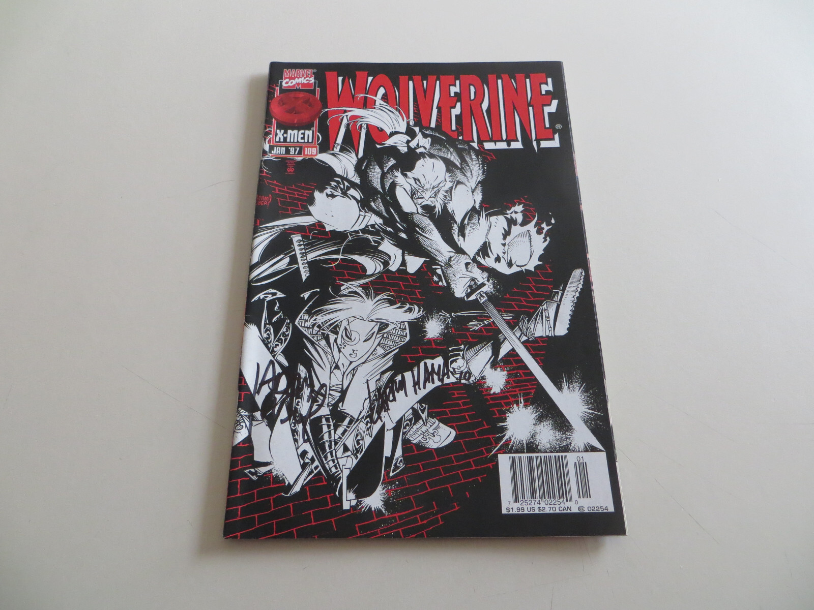 1997 MARVEL WOLVERINE # 109 SIGNED 2X LARRY HAMA & ADAM KUBERT, COA & POA