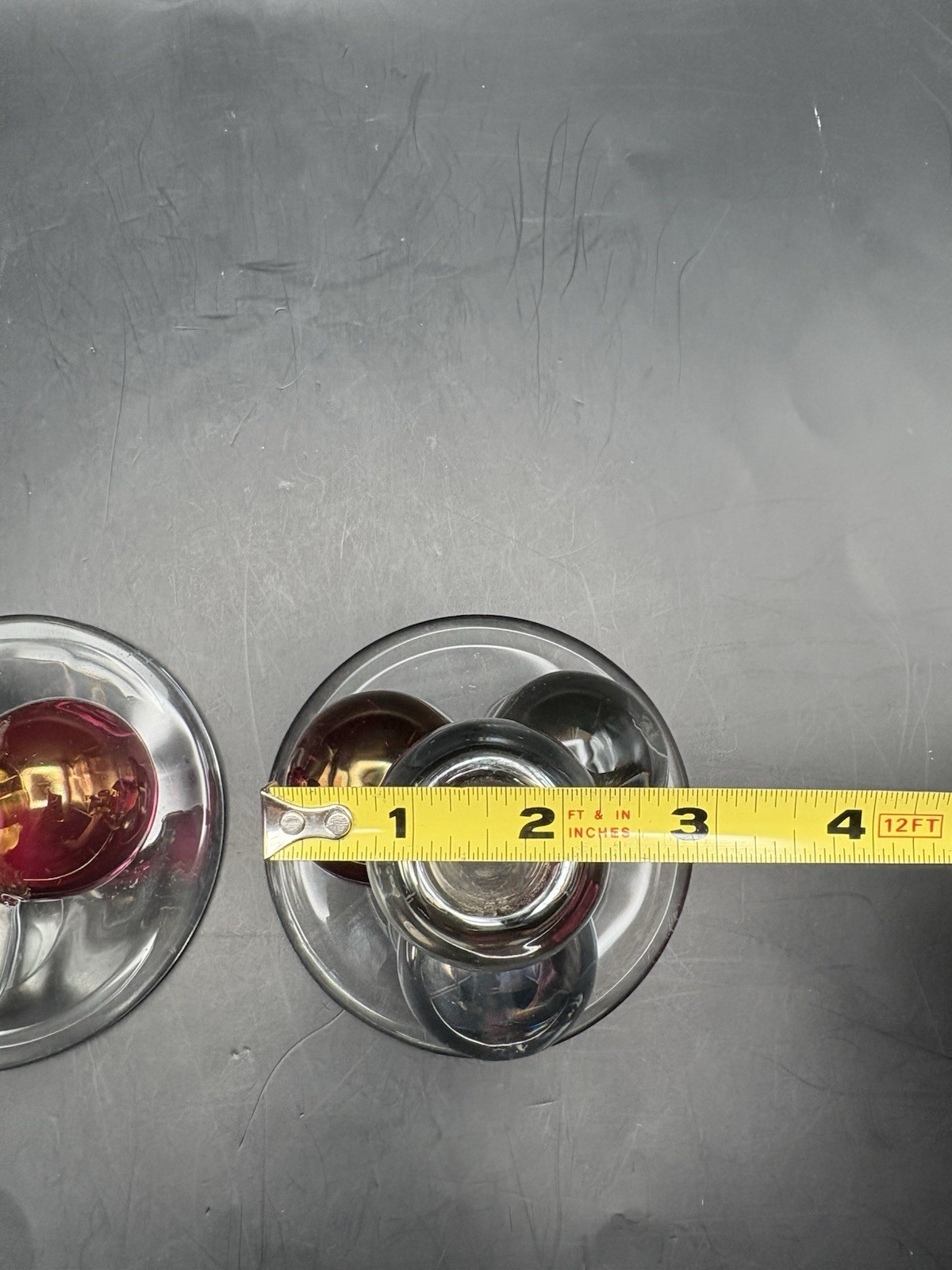 Westmoreland Mid Century Modern Ruby Flash Glass Ball Base Candleholders Pair