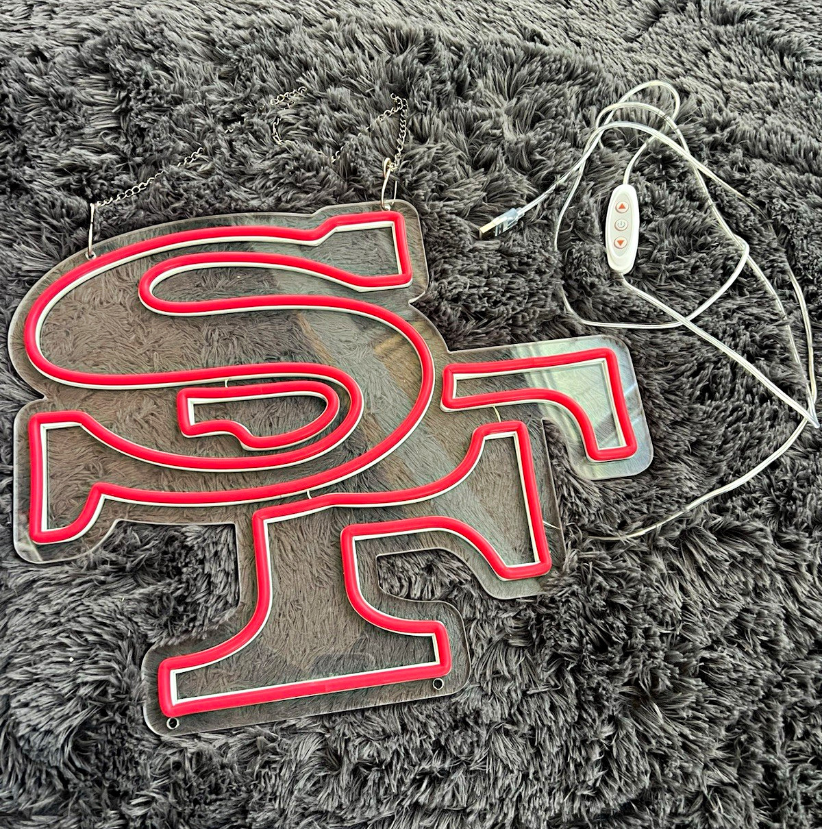 Red LED Neon-Style Sign Wall Light w/ USB Power Cord & Inline Dimmer Switch