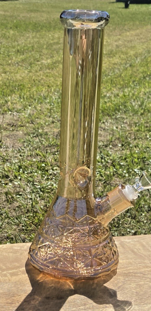 14″ Classic 7mm Borosilicate Glass Water Pipe Bong Ice Catcher 5.5″ Base 14mm