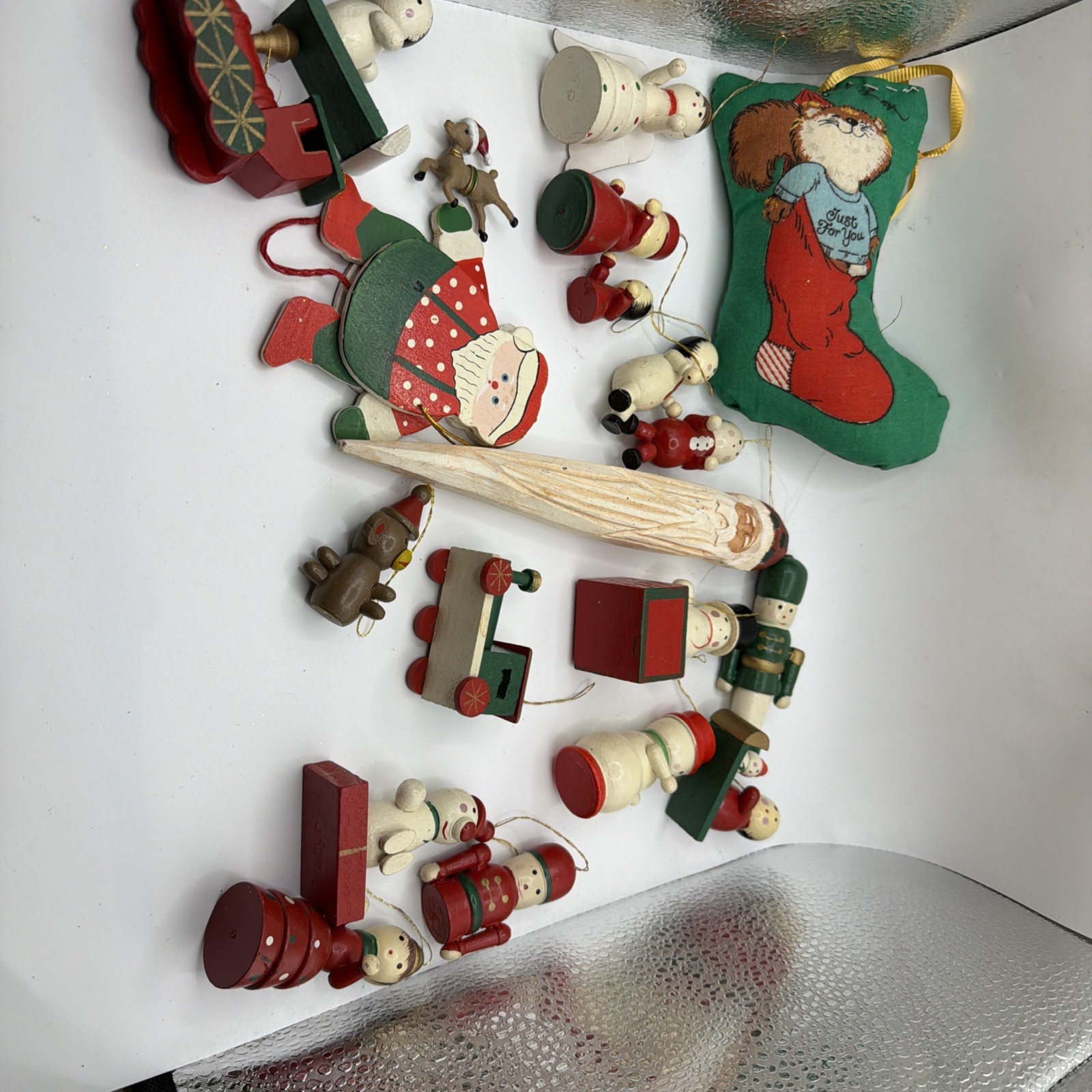 Lot Of Vintage Christmas Ornaments Wood Mixed Materials 20