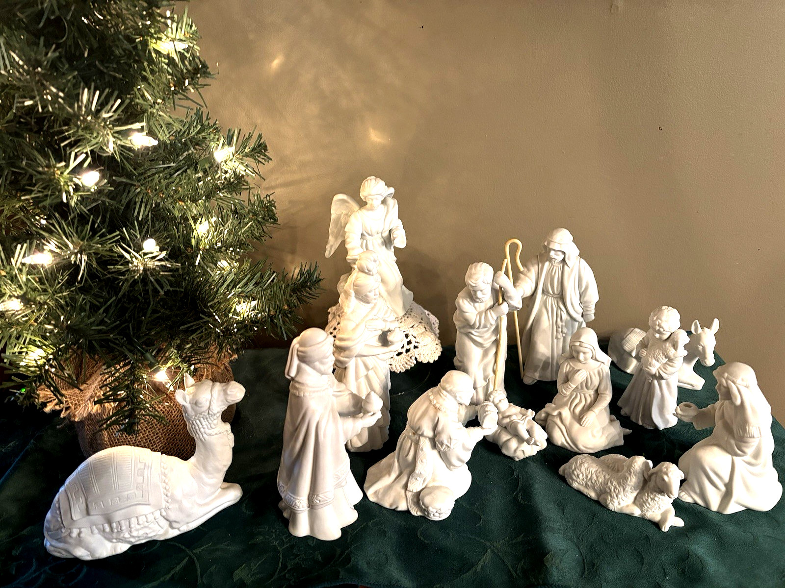 Vintage 1980’s Avon 13 Piece White Porcelain Bisque Nativity Collectibles Set